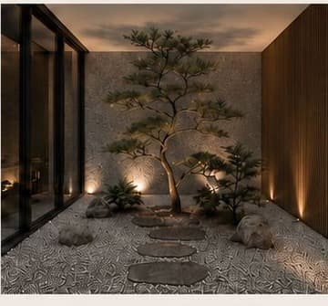 Visualisierung Zen-Garten-Innenhof am neuen Standort